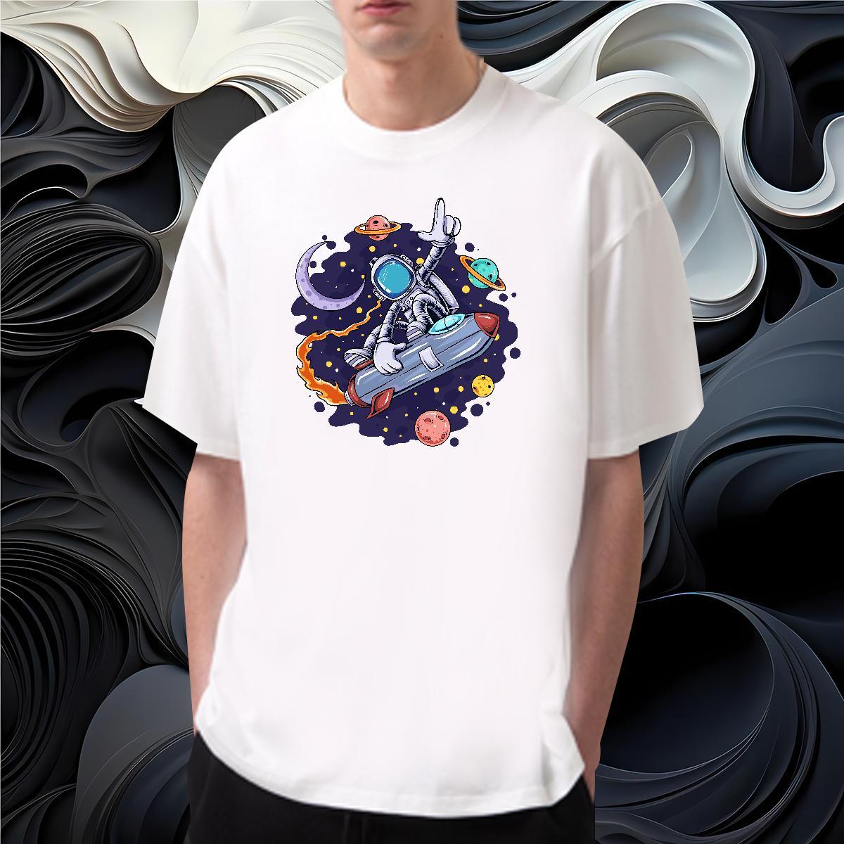 T-Shirts for Men 230g 100% Cotton universe Street Wear O Neck Short Sleeves Custom Big Size Couples T Shirts DIY Cool Tee Shirt