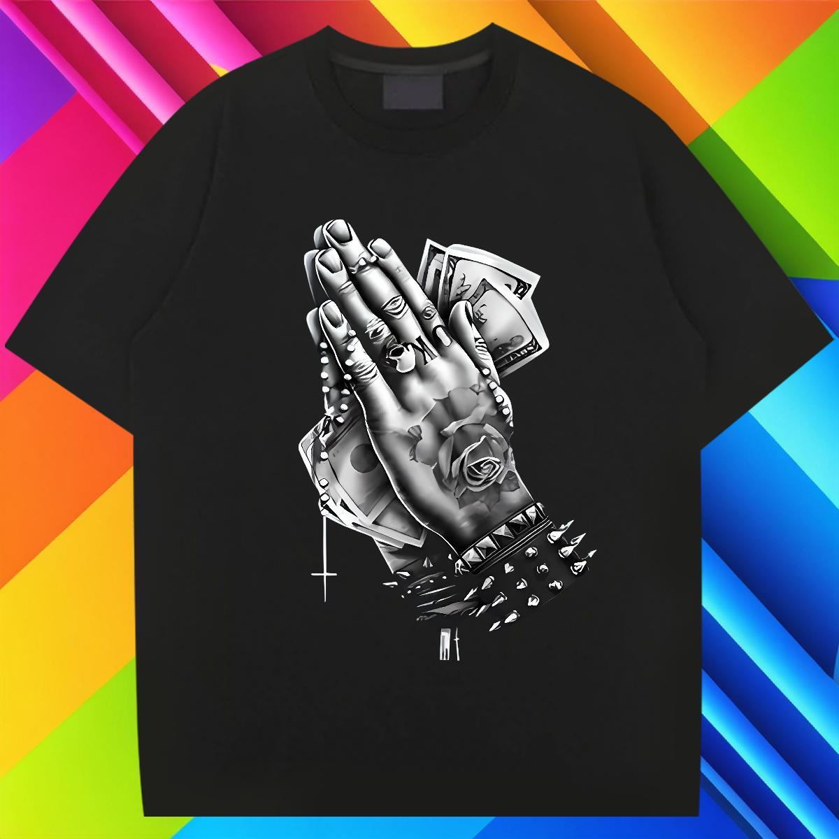 Mens T Shirts 230g Cotton hands High Street Hip Hop Breathable Soft Custom Cartoon Couples T Shirts Fashion Unisex Wear