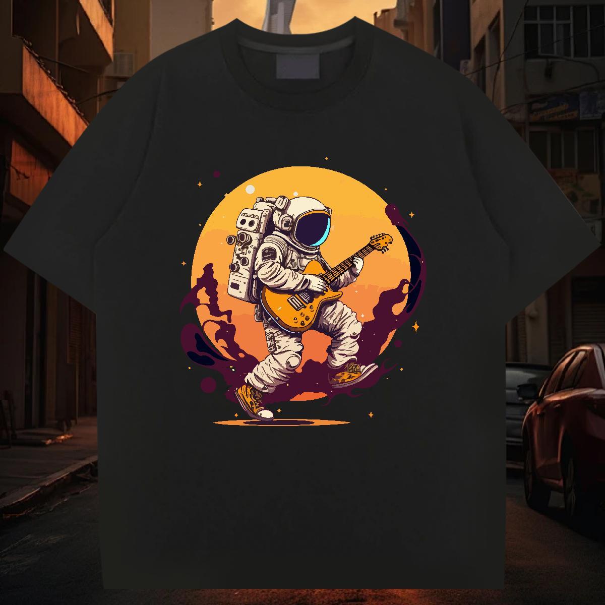 T Shirts Men 100% Cotton 230g cosmonaut Street Wear Breathable Short Sleeve Custom Printed Men Tshirts Brand Soft Clothings
