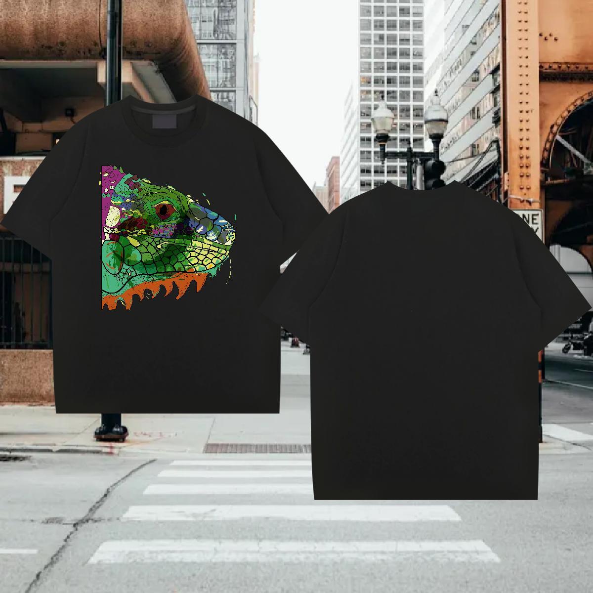 T-Shirts for Men 230g Pure Cotton fish head Outdoor Short Sleeve O-Neck Plus Size Cartoon Tshirt for Man Woman Fashion Casual Free Shipping Wear