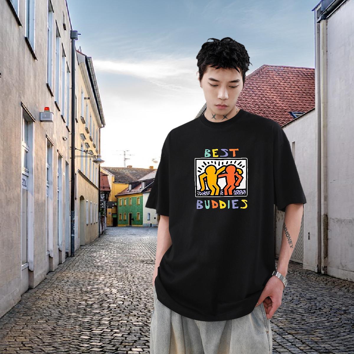 Fashion Casual T-Shirts letter Wear 230g Pure Cotton Daily Outfit Popular Oversized O Neck Short Sleeves Couples T Shirts