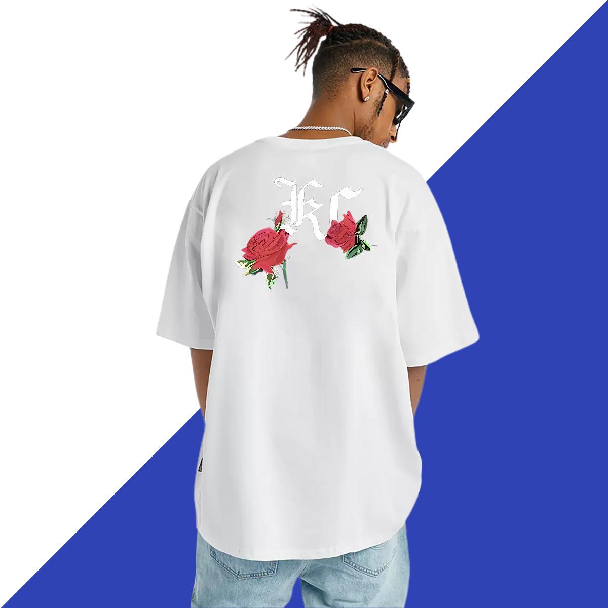 New Designer T-Shirts for Men 230g 100% Cotton ROSE Beach Clothes Breathable Unisex Mens Tshirts Custom Print Oversized