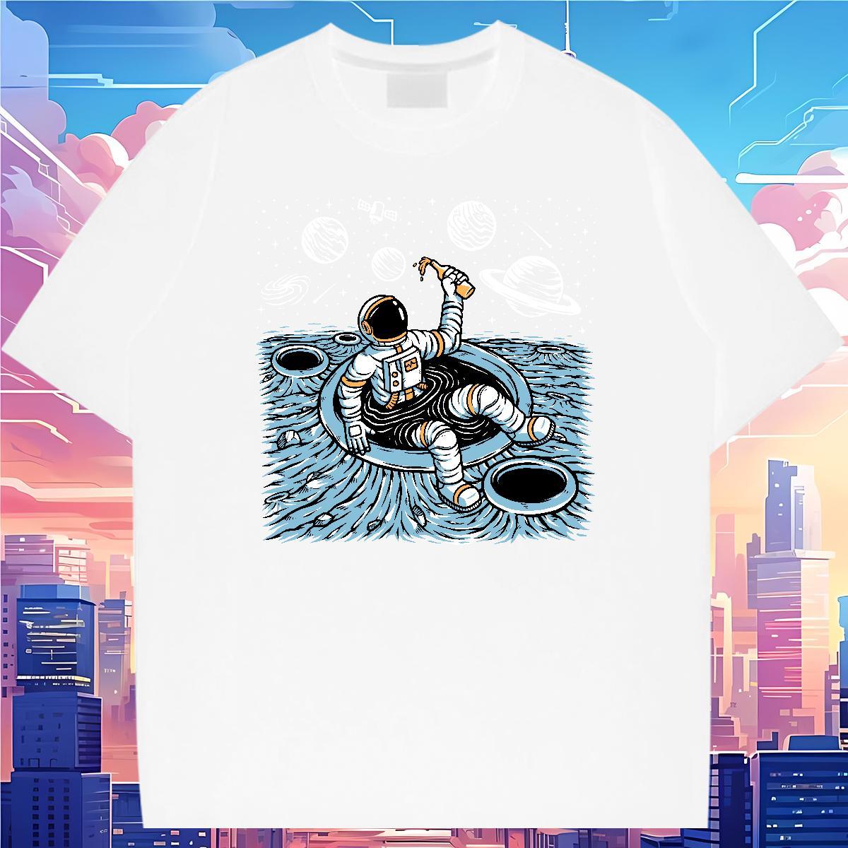 T-Shirts for Men 100% Cotton 230g planet Street Breathable DIY Anime Tshirts New Arrival Soft Wear