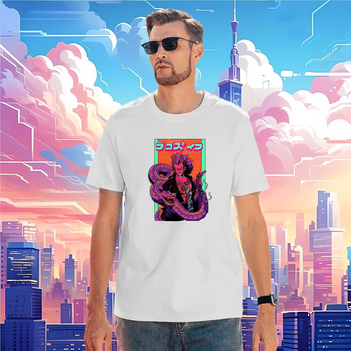 T Shirts Men 230g Pure Cotton snake Street wear Hip Hop Breathable Short Sleeve DIY Anime Men Clothes T-Shirt Classic Free Shipping Tees Shirts