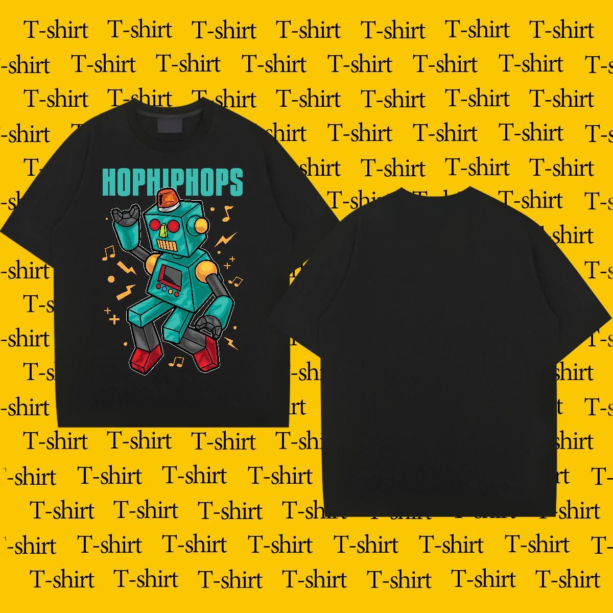 Cool Design Men Tops Tees 230g Cotton Street Casual robot DIY O-Neck Short Sleeve 2024 T Shirts Men Tee Shirt