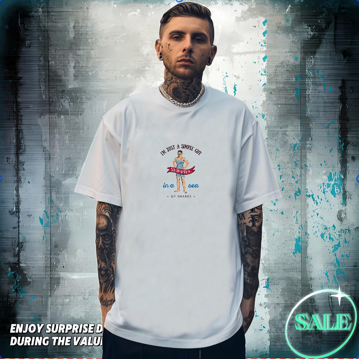 T-Shirts for Men 100% Cotton 230g character Hip Hop Street Breathable DIY Printed Men Tees 2024 Designer Cool Tops Shirt