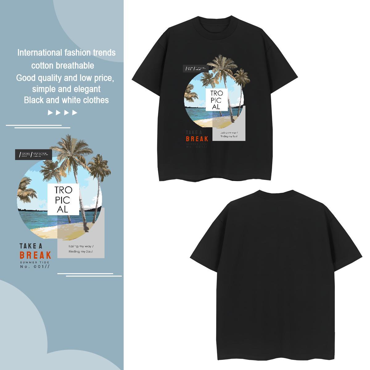 T shirt 230g 100% Cotton beach Daily Outfit Breathable Short Sleeve Graphic Tshirts Custom Loose Tops