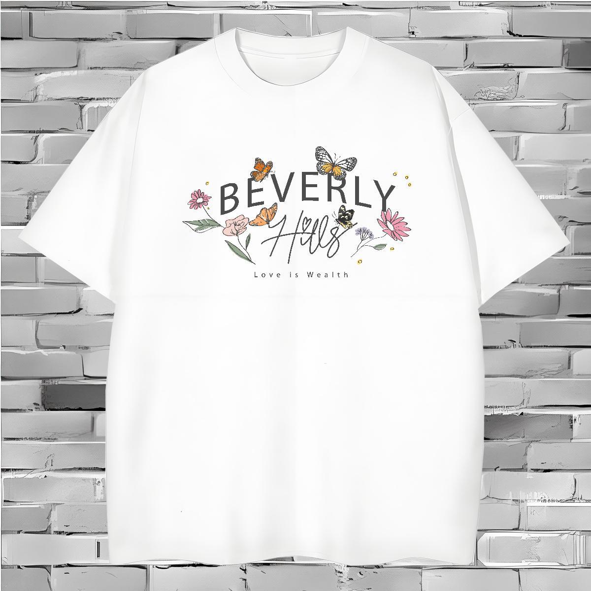 Man T Shirts 230g Cotton Butterfly Hip Hop Street O-Neck Short Sleeve Oversized 3XL 4XL Men Clothes T-Shirt Custom Cool Tshirts