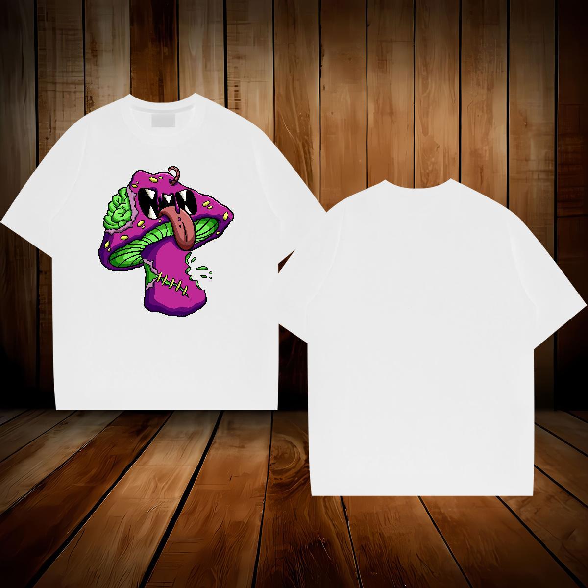 Customized T Shirts Men 230g Pure Cotton mushroom Daily Wear Tshirts Round Neck Short Sleeve Unisex Men Tshirts DIY Printed