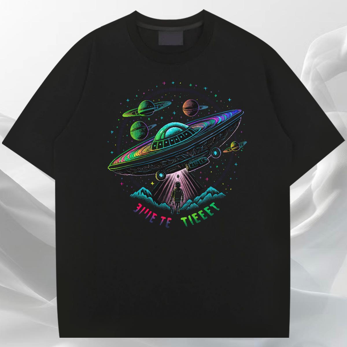 Brand Tshirts 230g Cotton Daily Outfit UFO Custom Print Oversized Crew Neck Breathable Free Shipping Man T Shirts Tees