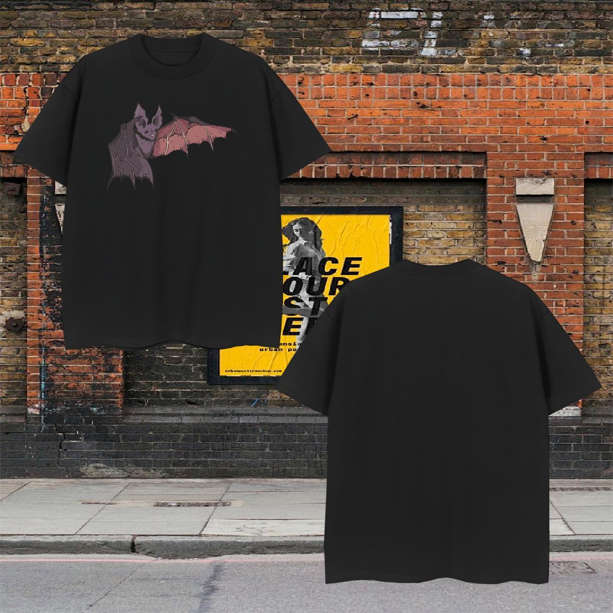 Designer Couples T Shirts 230g Pure Cotton bat Mens T Shirts Street Casual Crew Neck Breathable Plus Size Cartoon 2024 Designer Tees Shirts