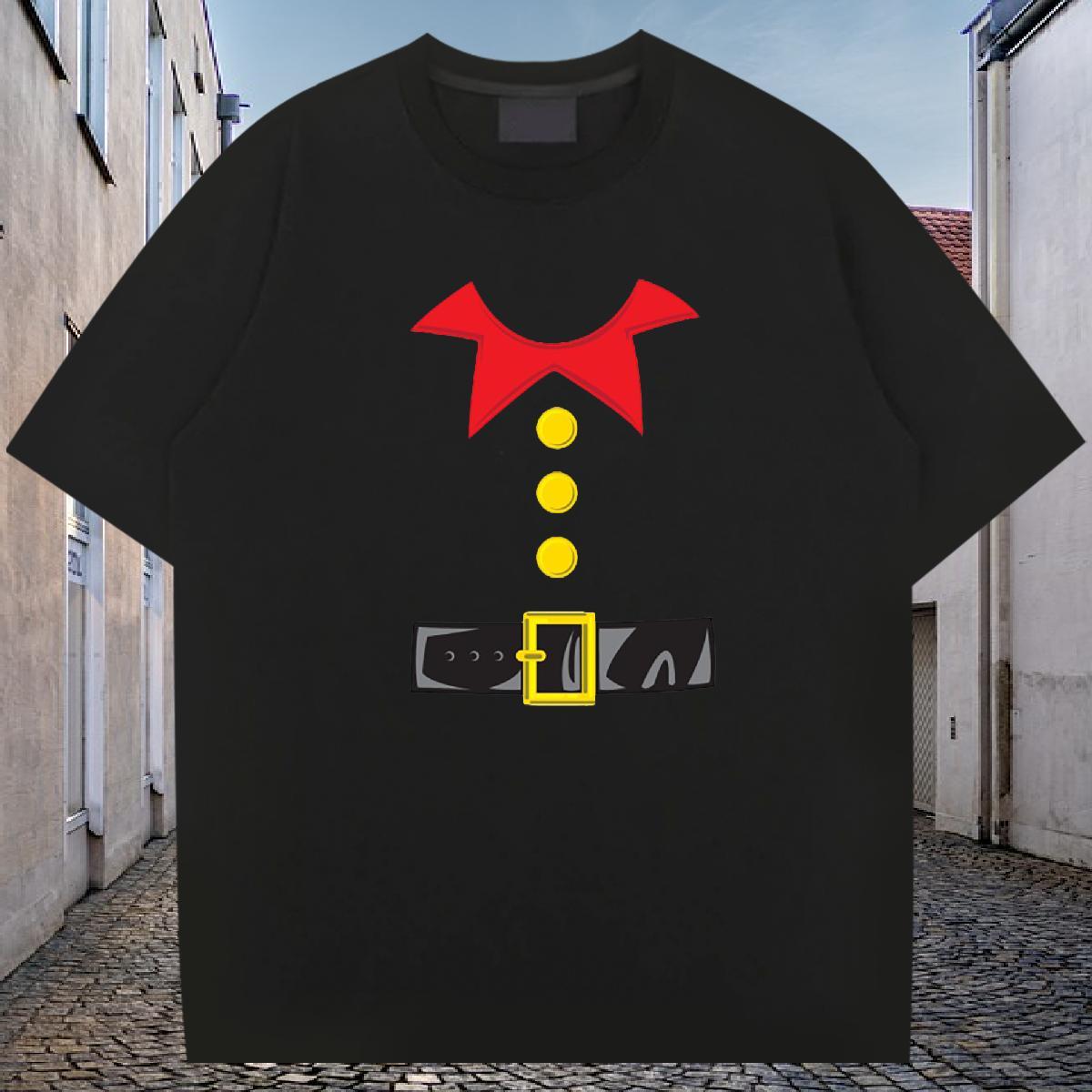 New T shirt 230g Cotton Christmas Anime Printing Street Tops Shirt Crew Neck Loose Fit Men Clothes T-Shirt Black White