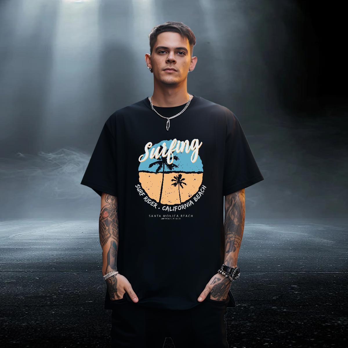 Brand Men Tshirts 100% Cotton 230g Spring Summer tree Cartoon Printing L-4XL Round Neck Short Sleeve DIY Customized Men T Shirts Tees Shirts