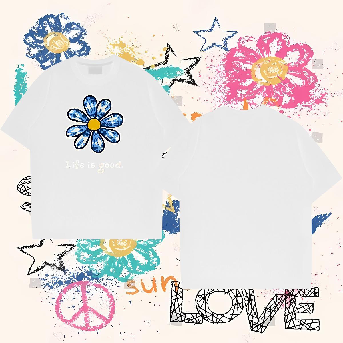 2024 Designer T shirt 230g Cotton flower Home Outdoor Top Tees Breathable Short Sleeve Loose Couples T Shirts White Plus Size