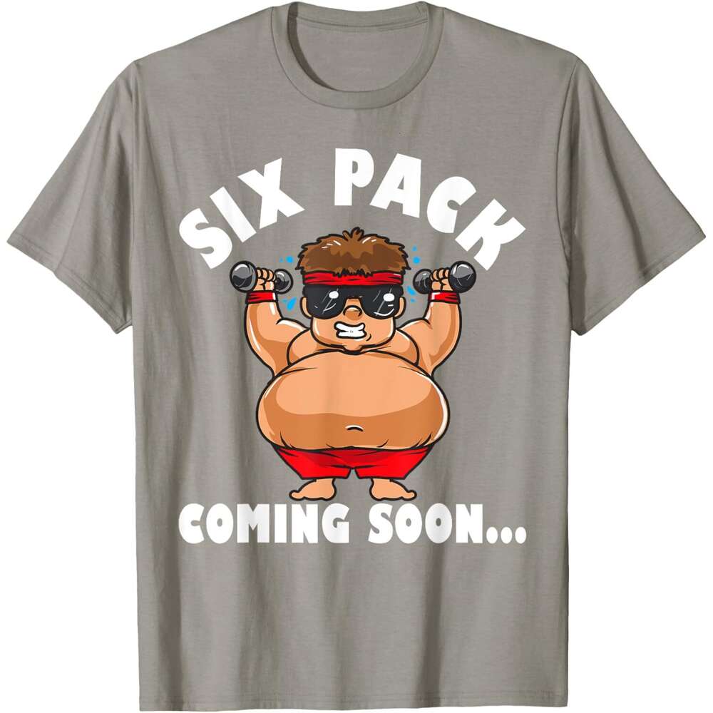 Mens T shirt Men Funny Gym Six Pack Coming Soon - Cartoon design T-Shirt shirts tshirt graphic tee Casual tops summer clothes Short sleeve