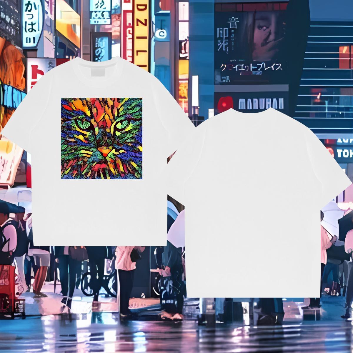 Designer Fashion T Shirts Men 230g Cotton cat Sports Casual Clothings O-Neck Short Sleeve TOP Quality Tshirts DIY