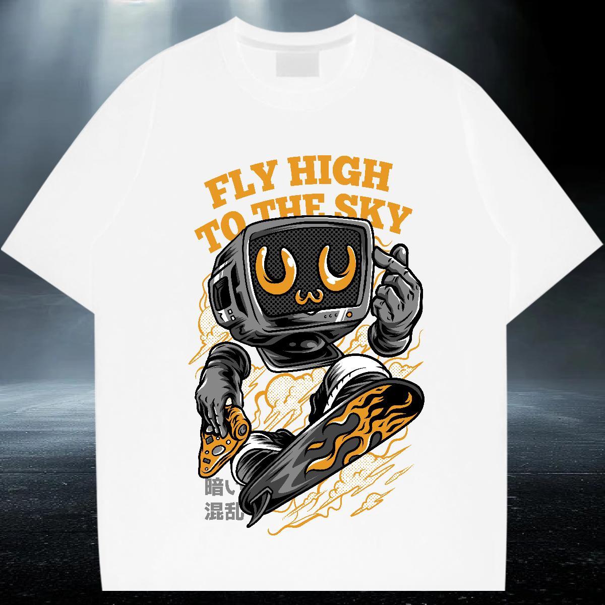 Comfortable Men Clothes T-Shirt 100% Cotton 230g Anime Printing Street ET Asian Size Breathable Crew Neck Fashion Designer T shirt Tshirts