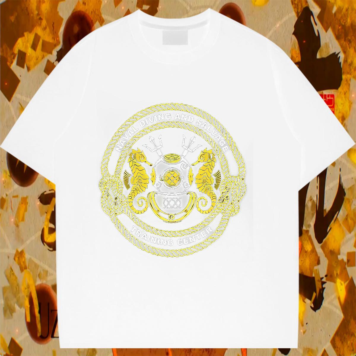 Soft Women T Shirts Breathable Short Sleeve Woman Tshirt Anime Print sea horse Casual Sport 230g 100% Cotton Classic Tees Shirts