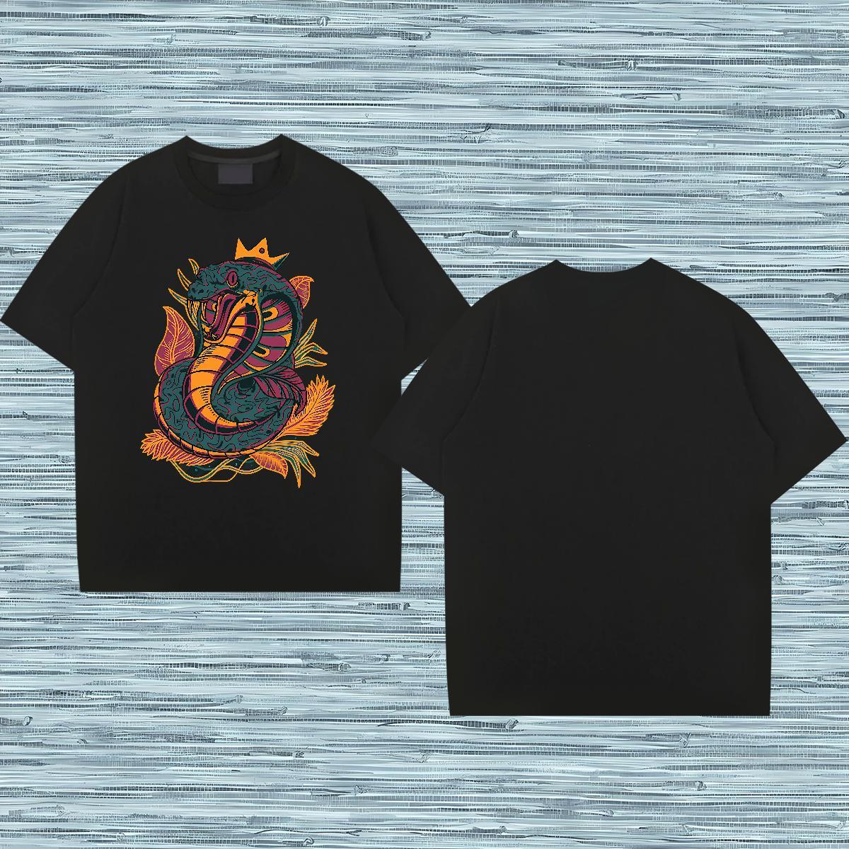 Designer Mens T Shirts 230g 100% Cotton snake Street Wear Breathable Crew Neck Brand Men Tees Custom Print Oversized