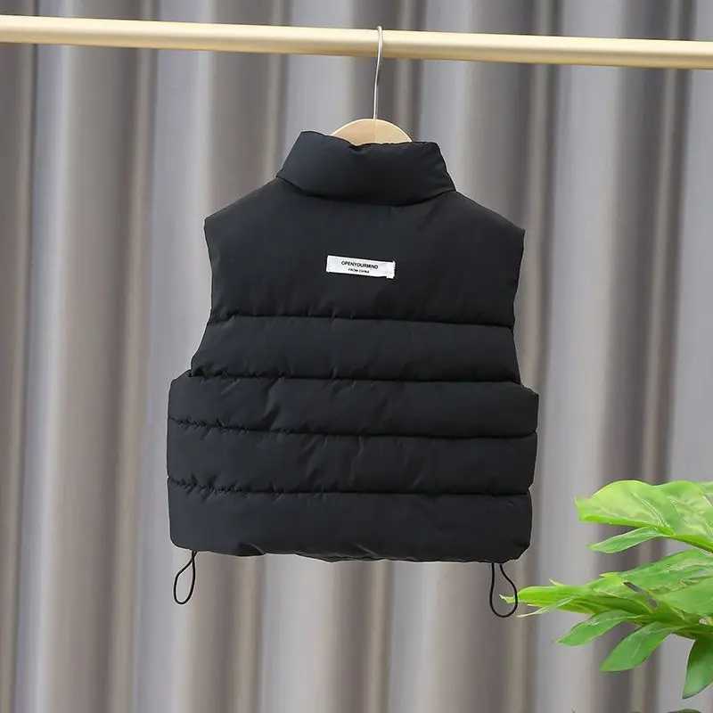 Autumn and Winter Childrens Down Cotton Vest Baby Girl Boy Thick Warm Wool Single Chest Flip Collar 3-10 YearsW240724