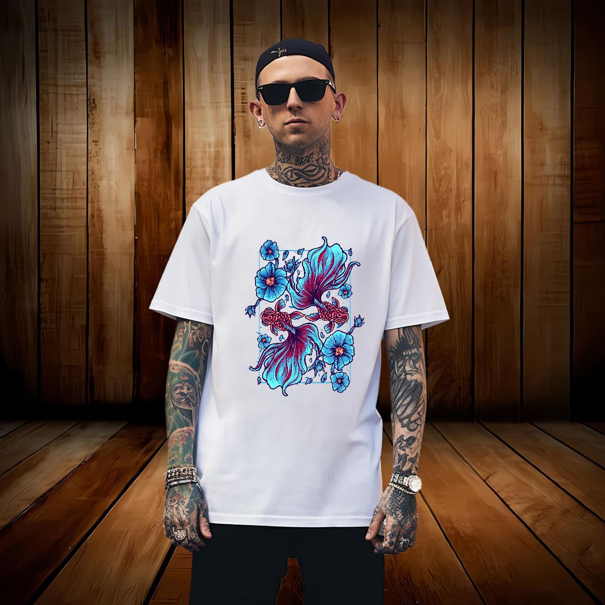 T-Shirts 230g Cotton Outdoor Round Neck Short Sleeve Black White Men Clothes T-Shirt Brand Soft Tops Shirt