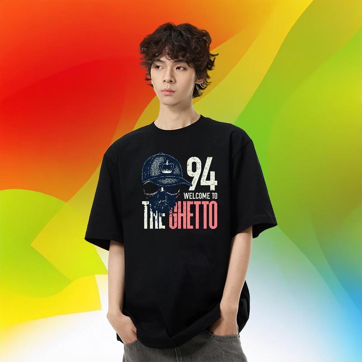 Loose Fit Men Tees 230g Cotton High Street Hip Hop letter Anime Print O-Neck Short Sleeve DIY Customized T-Shirts for Men Tops