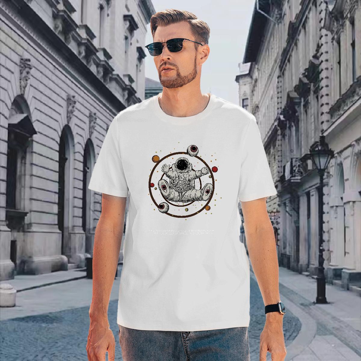 Men T Shirts 230g 100% Cotton universe Casual Daily Wear Crew Neck Breathable Oversized 4XL Tshirts Custom TOP Quality Clothes
