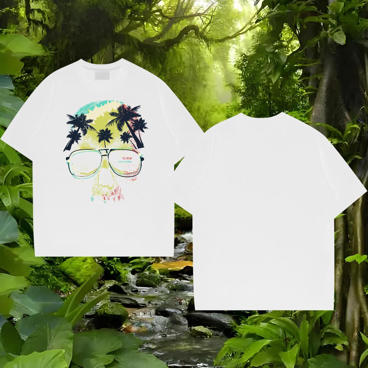 2024 Men T Shirts 230g Cotton tree Daily Outfit Top Tees Breathable Crew Neck Soft Men Tops Tees Custom Printed