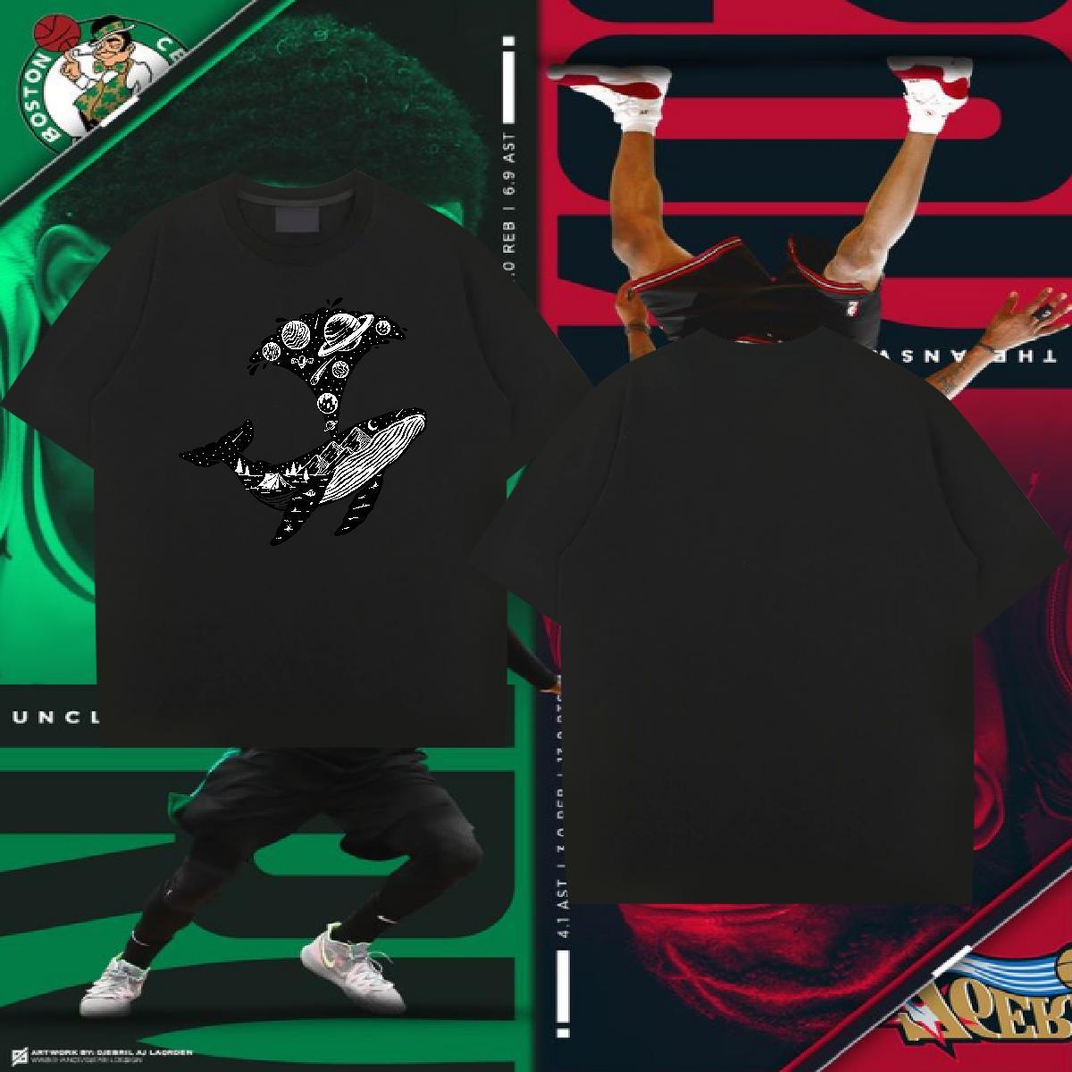 T-Shirts 230g 100% Cotton Daily Outfit Round Neck Short Sleeve Floral Print Tshirts 2024 Loose Clothes