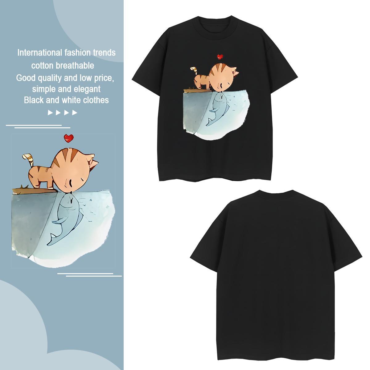 Mens T Shirts 100% Cotton 230g cat Home Outdoor Crew Neck Breathable Custom Printed Tshirt for Man Woman DIY Customized Loose Fit Clothes