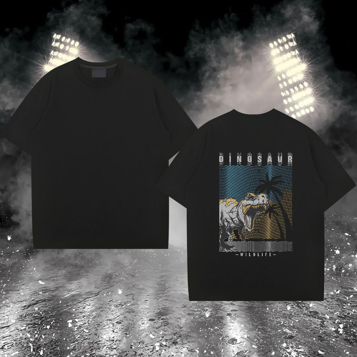 2024 New Men T Shirts 100% Cotton 230g dinosaur Daily Wear Tees Short Sleeve O-Neck Unisex Tshirts DIY Printed