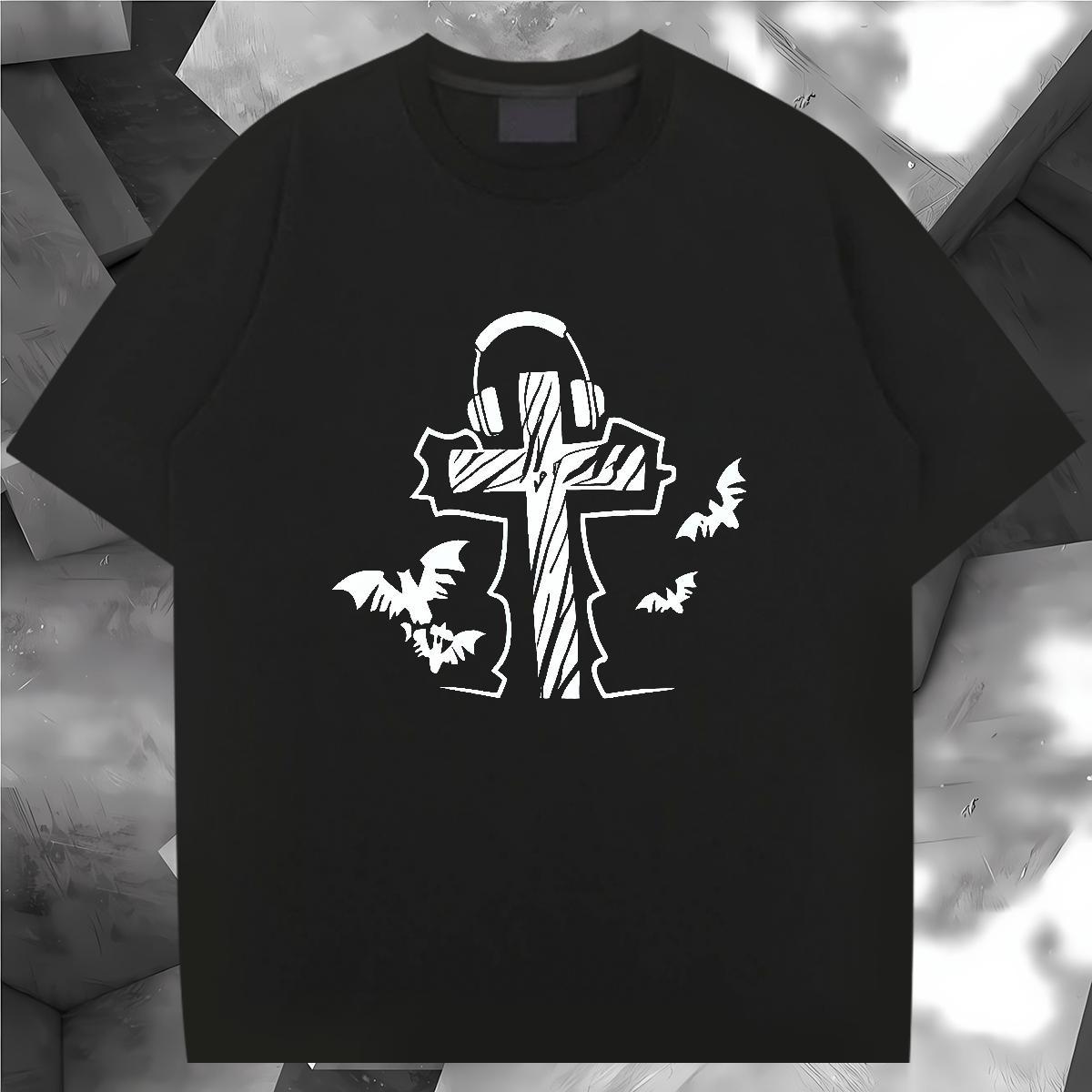 T shirt 230g Cotton Lines High Street Hip Hop Short Sleeve Soft Custom Cartoon Couples T Shirts 2024 New Popular Clothings