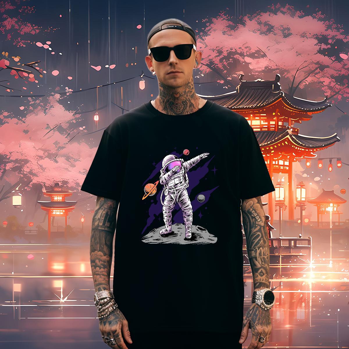 T-Shirts for Men 230g Pure Cotton universe Sport Breathable Crew Neck Custom Cartoon Men Clothes T-Shirt Fashion Loose Tops Shirt