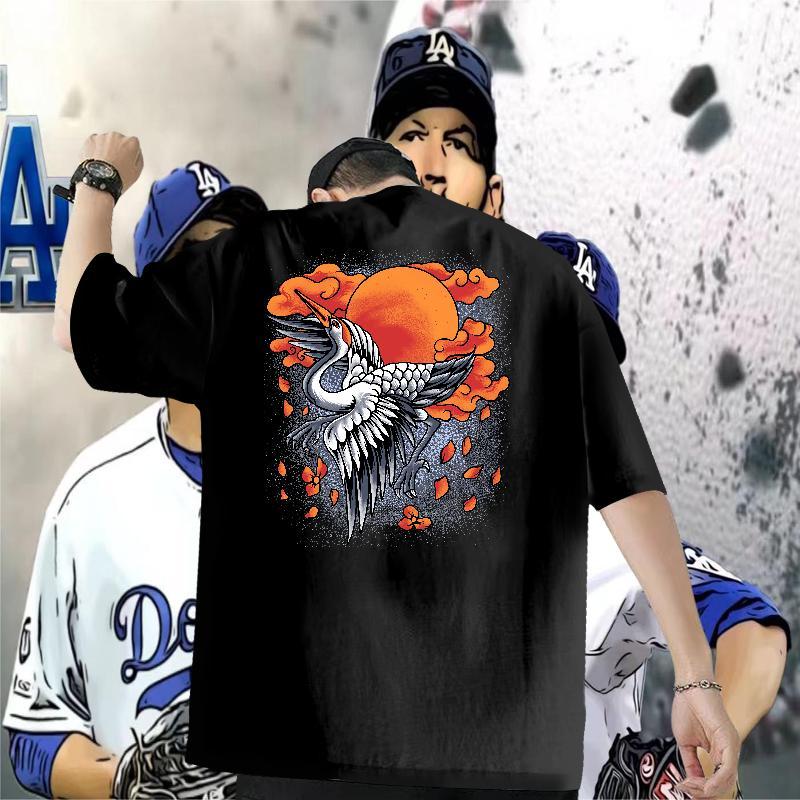 2024 DIY Mens T Shirts 230g 100% Cotton eagle Hip Hop Street Top Tees O Neck Short Sleeves Brand Tshirts Cartoon Printing L-4XL
