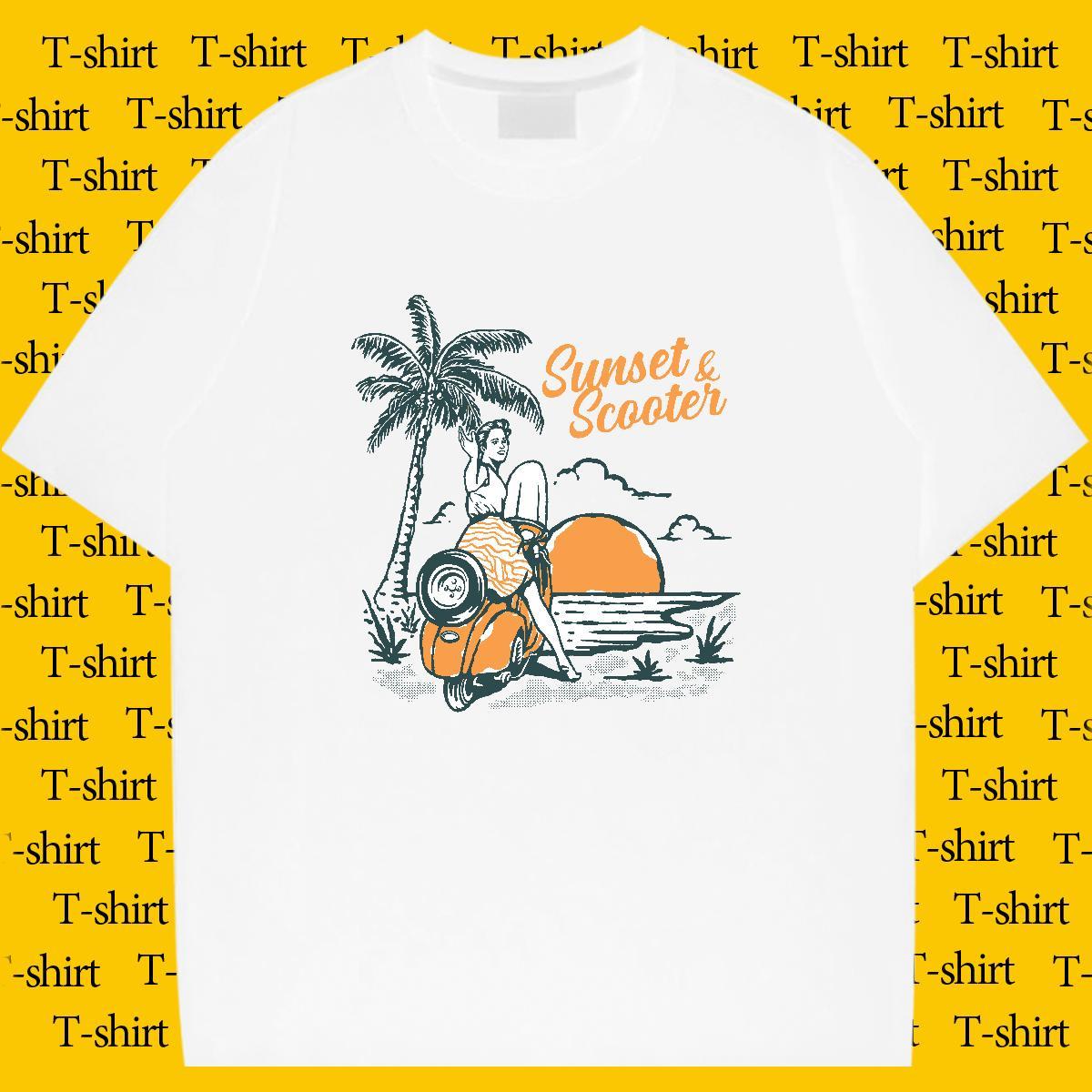 Man T Shirts 100% Cotton 230g tree Outdoor Crew Neck Cartoon Printing L-4XL Mens Tshirts 2024 Summer Cool Clothes