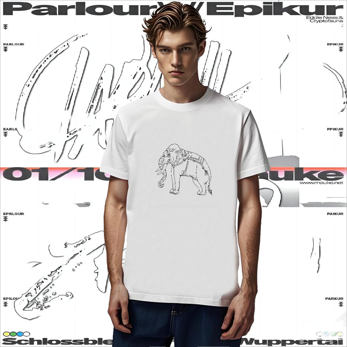 T Shirts Men 230g Pure Cotton elephant Home Outdoor Round Neck Short Sleeve Asian Size Tshirt for Man Woman Fashion New Loose Fit Tops