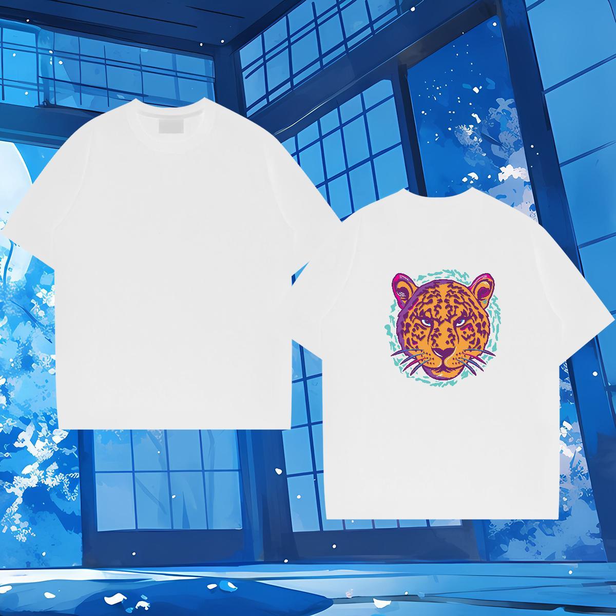 Customized T Shirts Men 230g 100% Cotton leopard Street Wear Tops Breathable Short Sleeve Comfortable Couples T Shirts Custom Anime