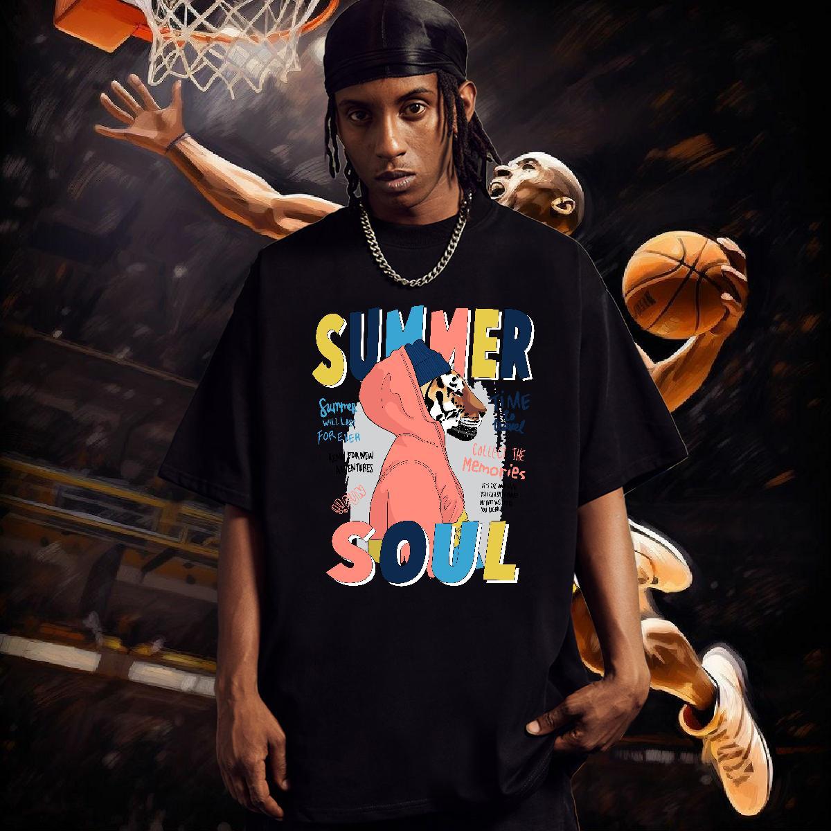 Fashion Designer T Shirts Men 230g Pure Cotton tiger High Street Hip Hop Tops Tees Breathable Crew Neck Brand Men Tops Tees Skull