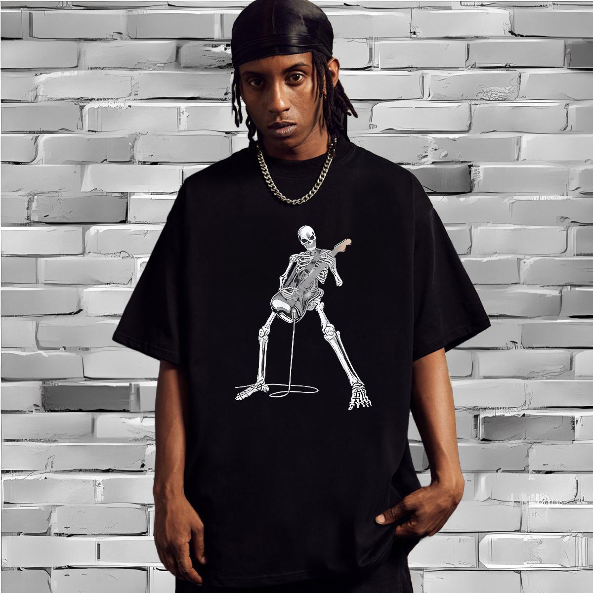 Fashion Design T shirt skull Wear 230g Cotton Hip Hop Free Shipping Anime Round Neck Short Sleeve Men Clothes T-Shirt