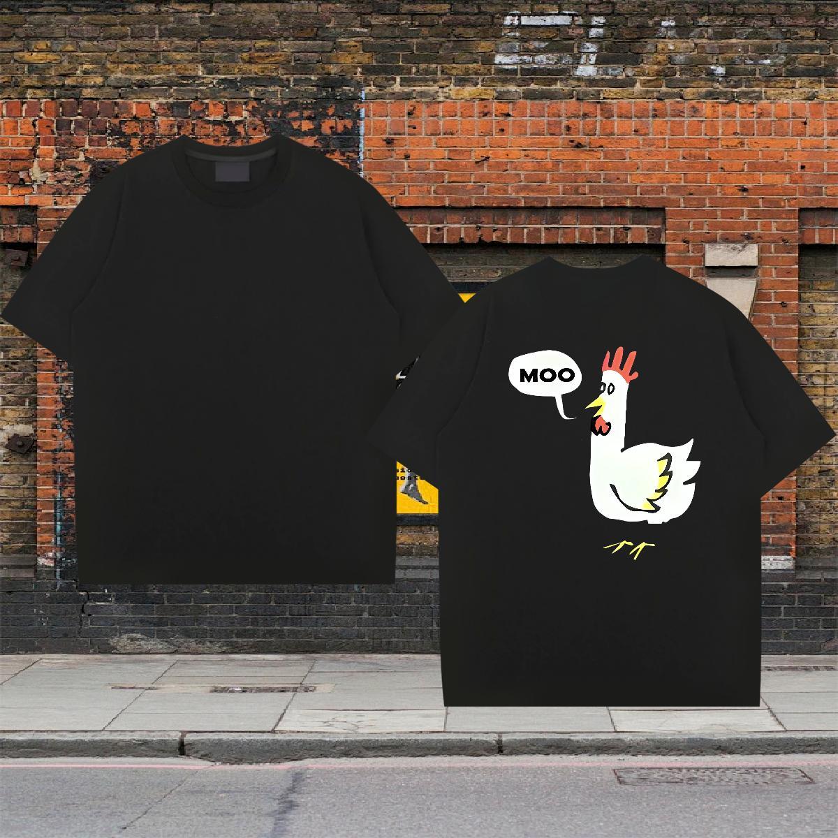 Wholesale T Shirts Men 230g 100% Cotton chicken Outdoor Tops Short Sleeve O-Neck High Quality Men Clothes T-Shirt Oversized 4XL