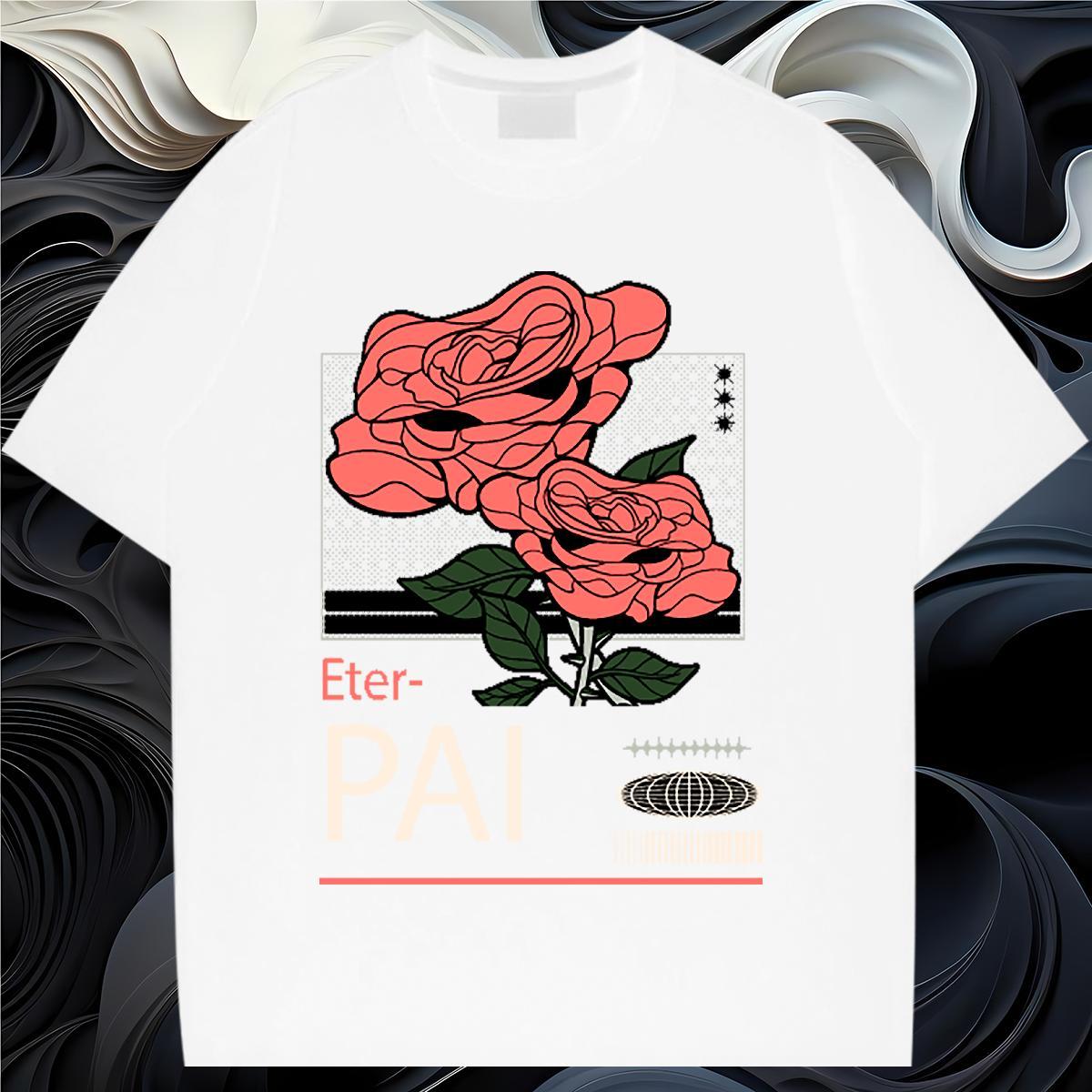 2024 Designer T Shirts Men 230g 100% Cotton flower Beach Tshirts O Neck Short Sleeves Cool Men Tees Custom Print Oversized