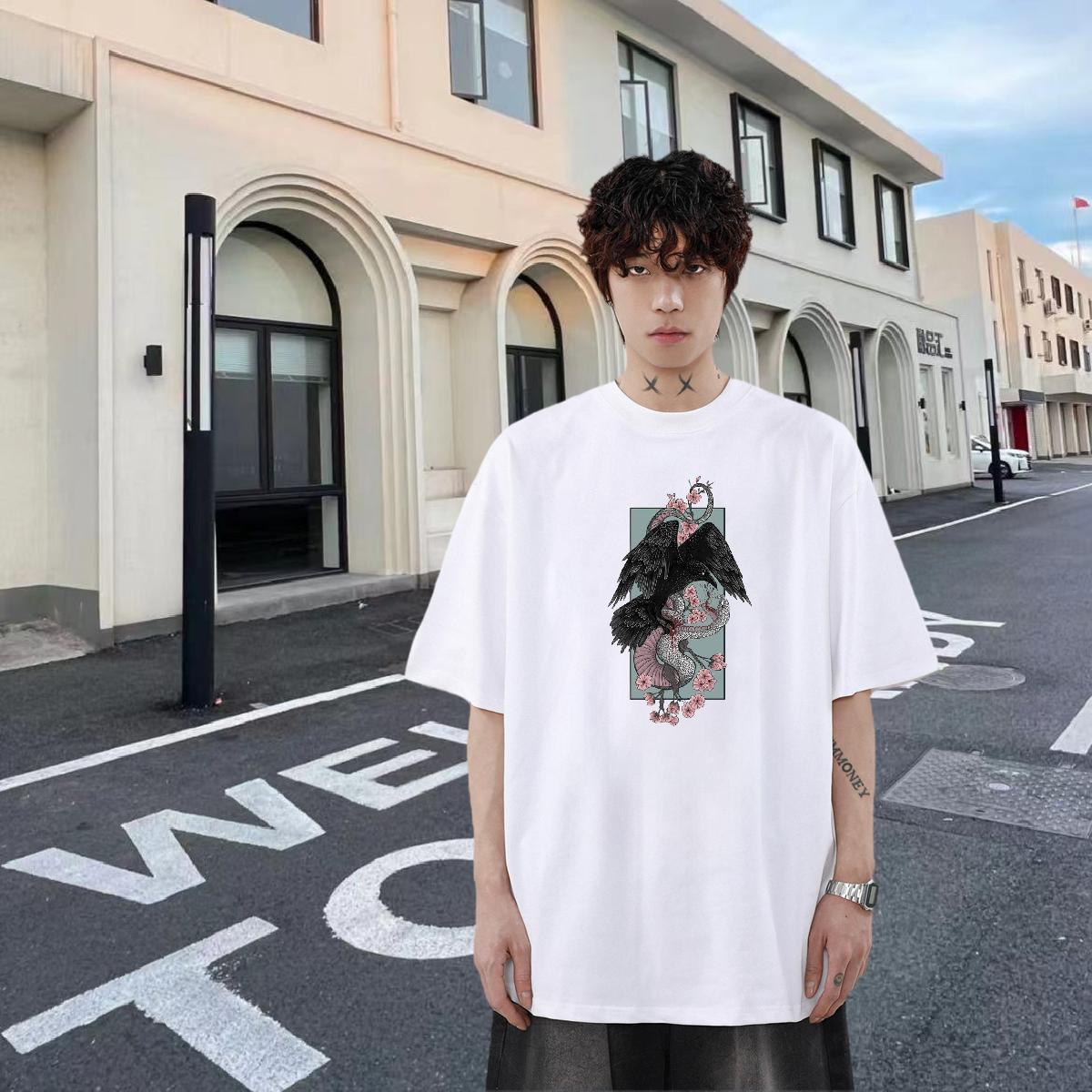 Soft Men Tshirts 230g 100% Cotton Beach cool Custom Print Plus Size Crew Neck Fashion Design T-Shirts for Men Wear