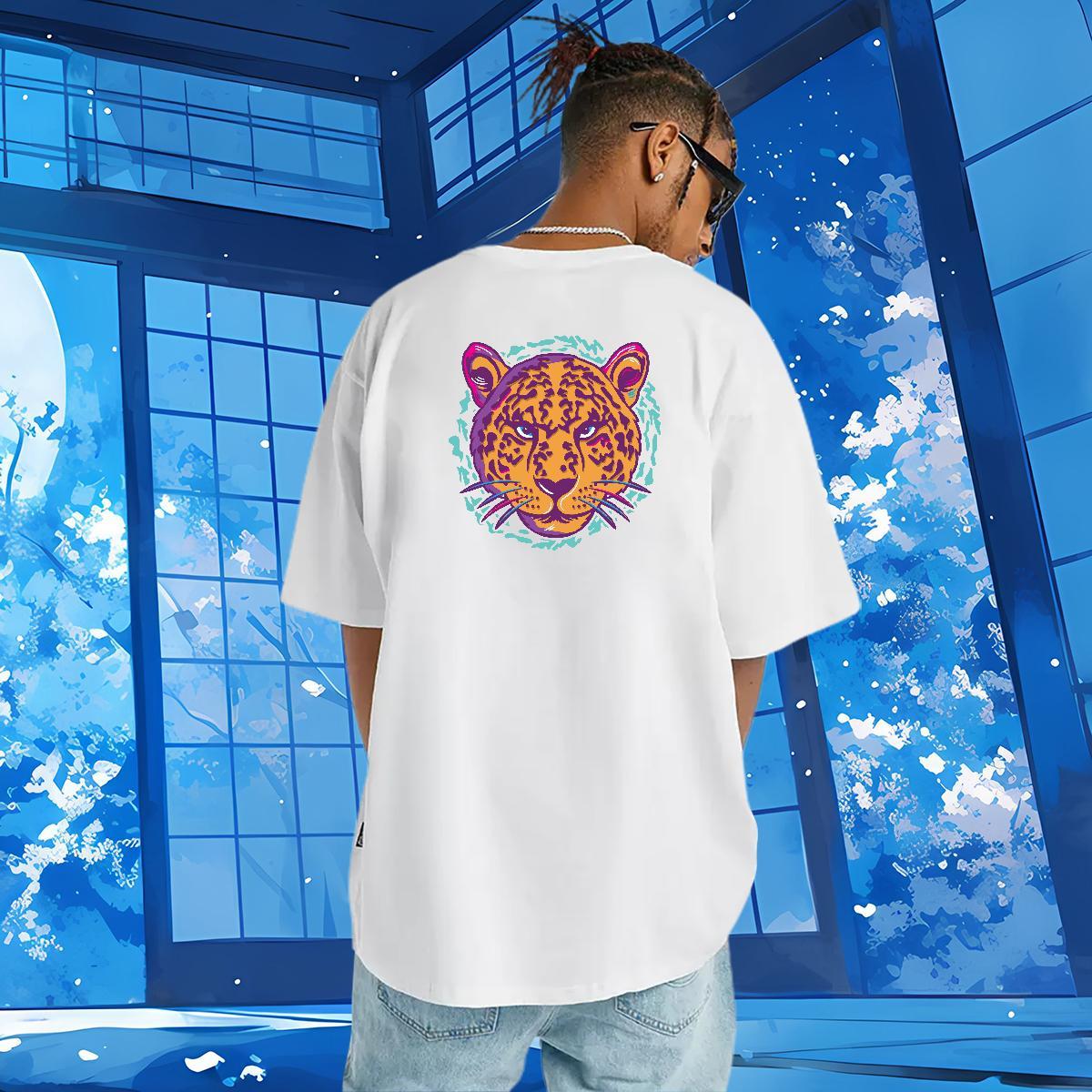 Customized T Shirts Men 230g 100% Cotton leopard Street Wear Tops Breathable Short Sleeve Comfortable Couples T Shirts Custom Anime