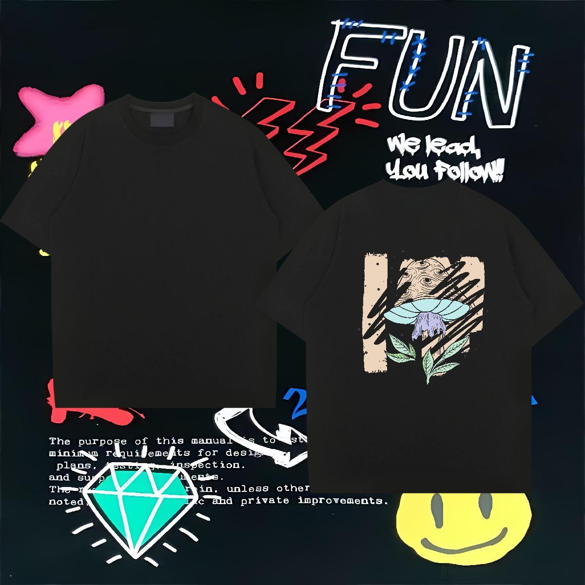 New Designer Men T Shirts 230g 100% Cotton mushroom Street Casual Tees Round Neck Short Sleeve Cool Design Men Tees Custom Big Size