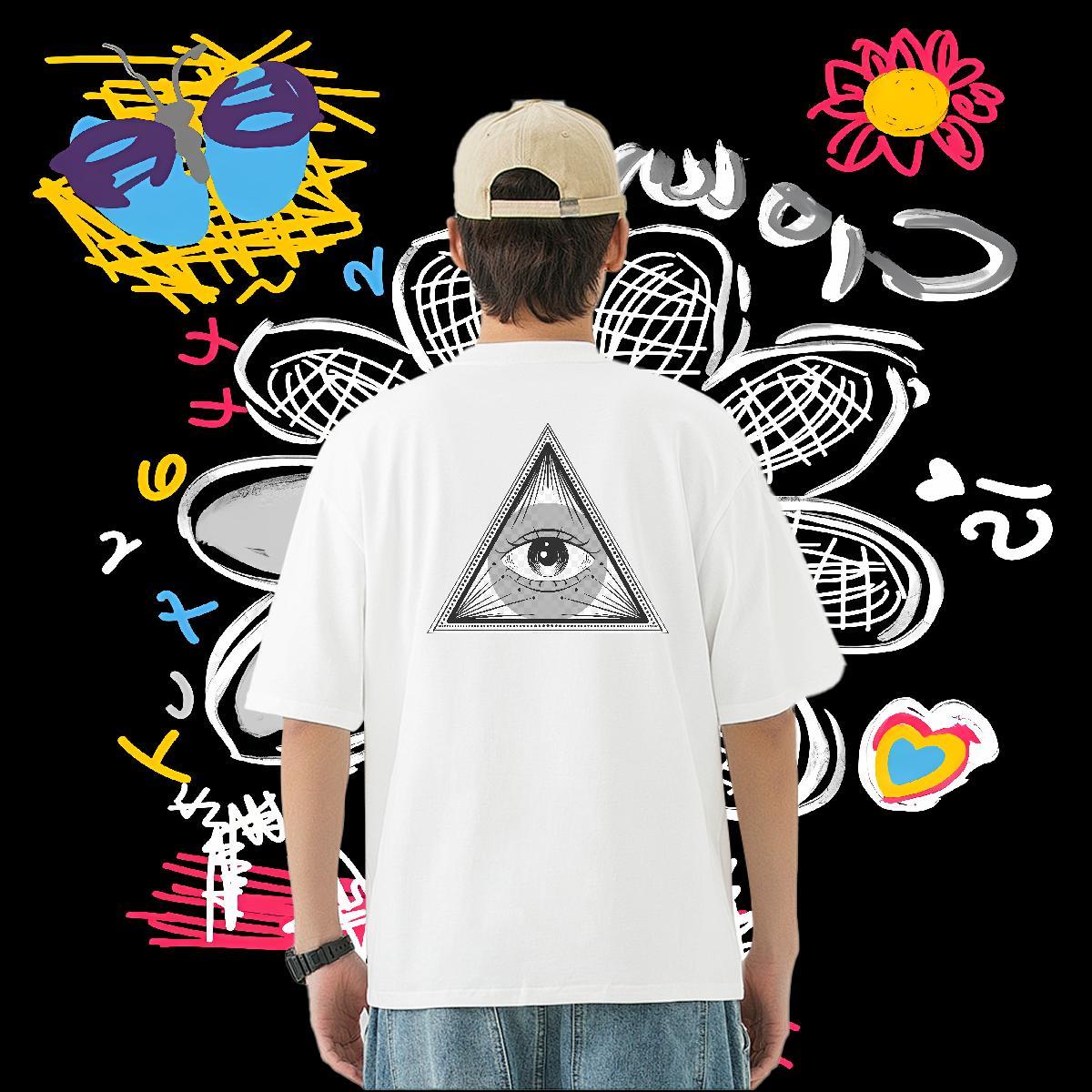 Stylist T-Shirts for Men eye of the devil Clothings 230g Pure Cotton Spring Summer Wholesale Graphic Breathable Short Sleeve Tshirts