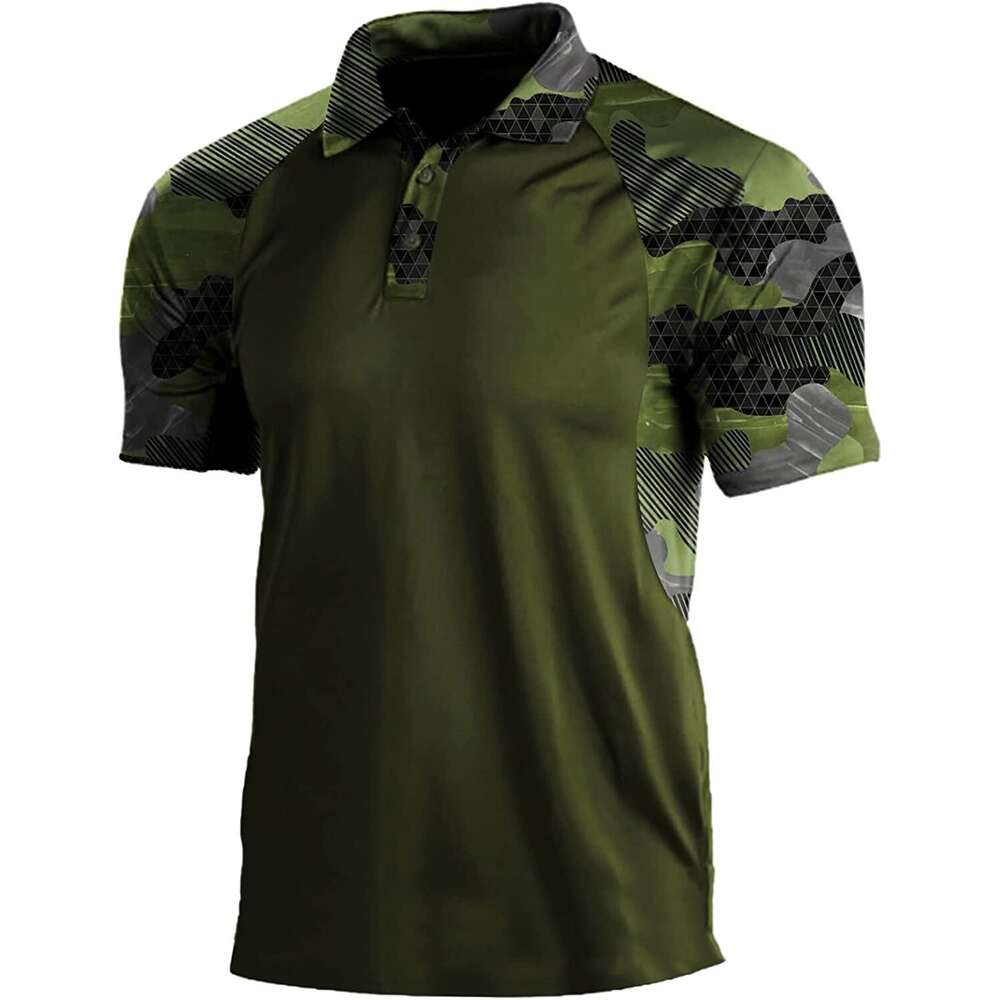 2024 Men's outdoor American flag 3D digital collar polo shirt T-shirt