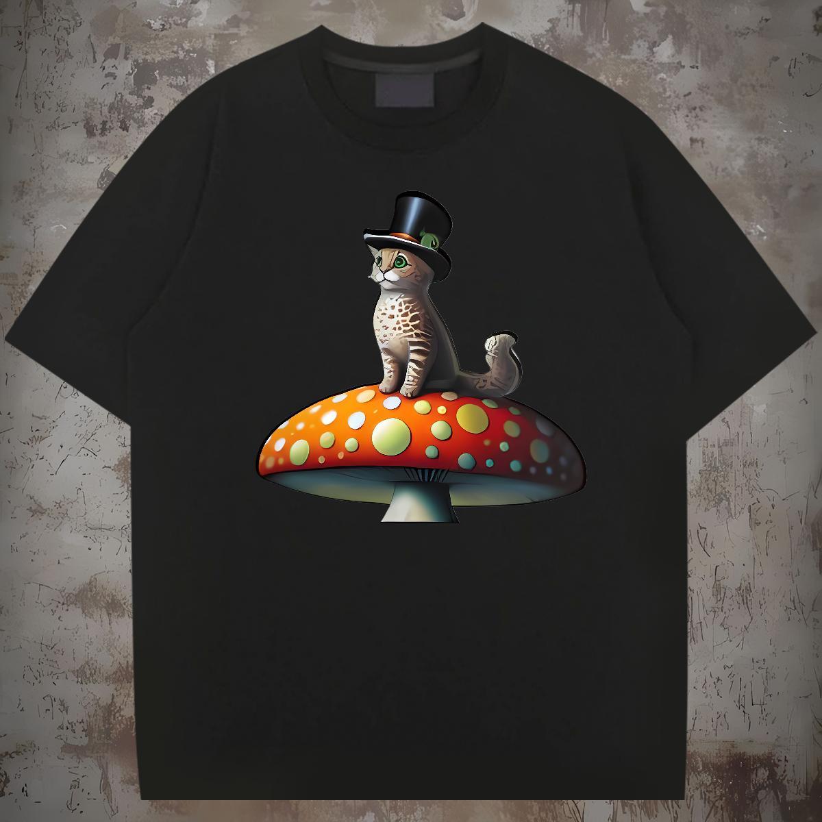 Men T Shirts 230g Pure Cotton cat Summer Casual Breathable Crew Neck Black White Couples T Shirts Wholesale Brand Tops