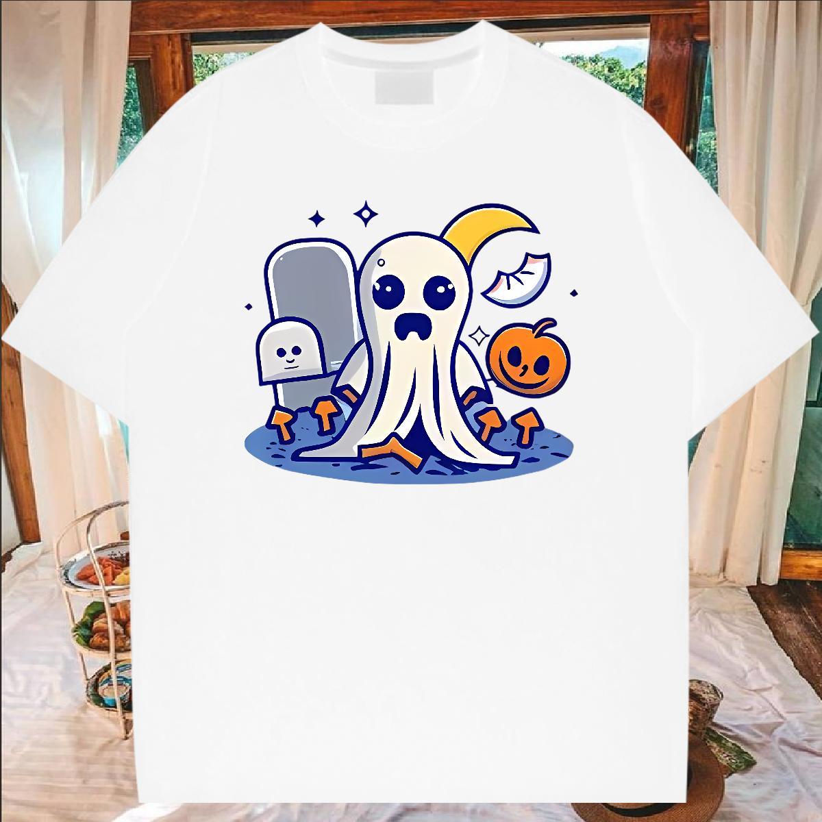 Classic Casual Men T Shirts 230g Pure Cotton halloween Sports Casual Tops Tees Crew Neck Breathable Loose Fit Couples T Shirts Skull