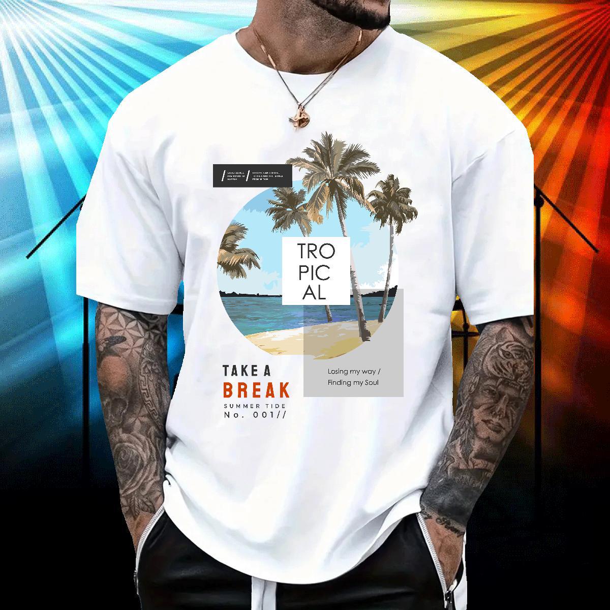 Brand T-Shirts for Men 230g 100% Cotton tree Daily Outfit Tops Shirt Breathable Soft Loose Tshirts Oversized 4XL