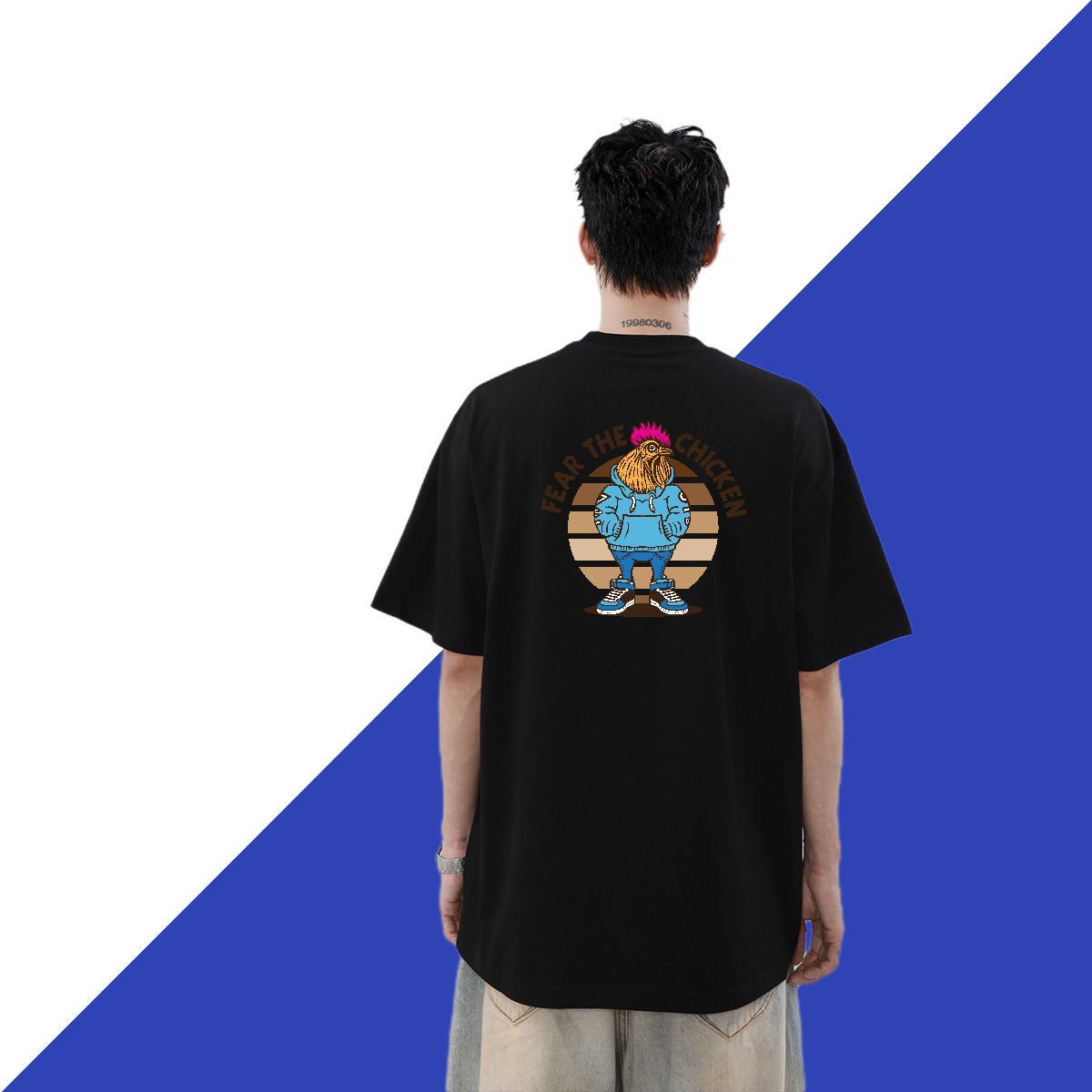 Free Shipping T shirt 100% Cotton 230g chicken Street wear Hip Hop Tees Short Sleeve Soft Brand Men Clothes T-Shirt Custom Cartoon